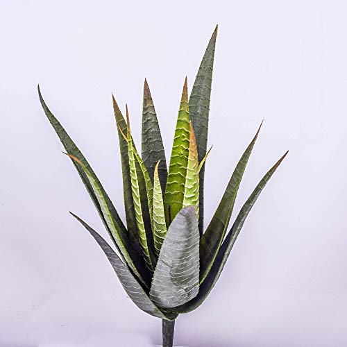 artplants.de Aloe Vera Artificial con 15 Hojas, Verde, en Vara de Ajuste, 35cm - Planta Artificial - Planta Decorativa