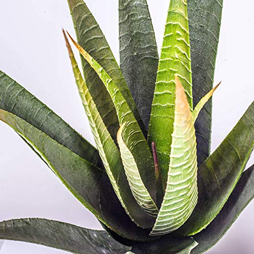 artplants.de Aloe Vera Artificial con 15 Hojas, Verde, en Vara de Ajuste, 35cm - Planta Artificial - Planta Decorativa