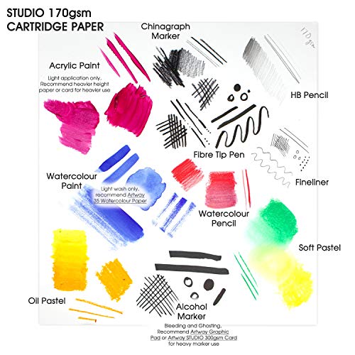 Artway Studio - Bloc Encuadernado de Tipo Libro - Papel sin ácido - Tapas duras - 170 gsm - 1 x Cuadrado (195 mm)