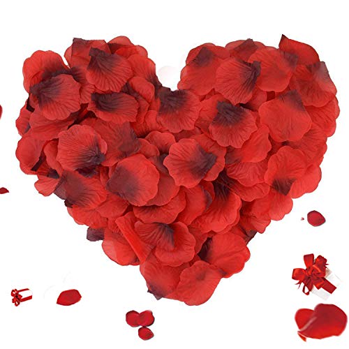 ASANMU 3000 Piezas Pétalos de Rosa, Petalos de Rosa Rojos Artificiales Pétalos de Rosa para Bodas Decoración, Fiestas, día de San Valentín y Ambiente Romántico, Proponer, Fores de Boda, Confeti