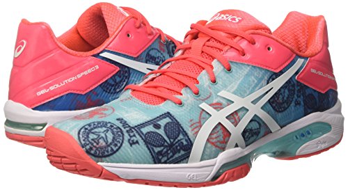 Asics Gel-Solution Speed 3 L.e. Paris, Zapatillas de Deporte para Mujer, Multicolor (Diva Blue/White/Dive Pink), 36 EU