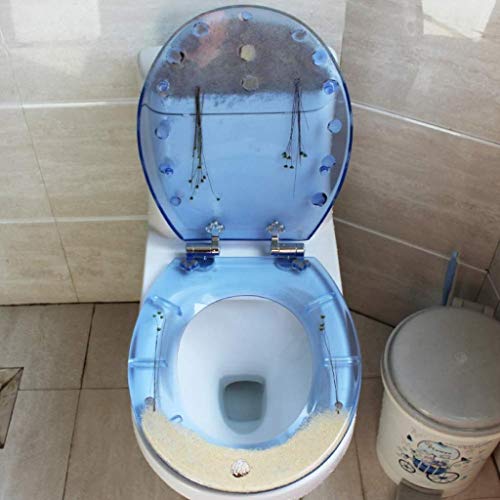 Asiento de inodoro transparente WC Sand tapa con resina de urea-formaldehído de Down Slow Ultra resistente superior fija U V O Forma / / WC Compatible cubierta de asiento, OneColor-40~48cm * 33~38