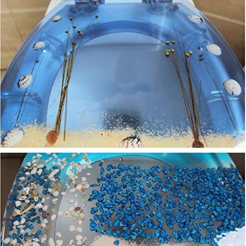 Asiento de inodoro transparente WC Sand tapa con resina de urea-formaldehído de Down Slow Ultra resistente superior fija U V O Forma / / WC Compatible cubierta de asiento, OneColor-40~48cm * 33~38