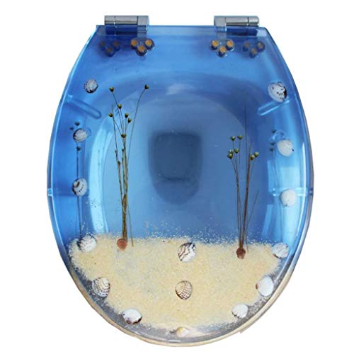 Asiento de inodoro transparente WC Sand tapa con resina de urea-formaldehído de Down Slow Ultra resistente superior fija U V O Forma / / WC Compatible cubierta de asiento, OneColor-40~48cm * 33~38