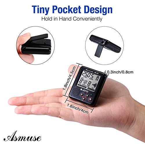 Asmuse Metrónomo Digital Musical y Recargable E Metronome Tone Generator Tempo Beats Memory Tap para Piano, Bajo, Batería, Violín y otros instrumentos