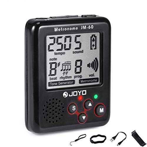 Asmuse Metrónomo Digital Musical y Recargable E Metronome Tone Generator Tempo Beats Memory Tap para Piano, Bajo, Batería, Violín y otros instrumentos