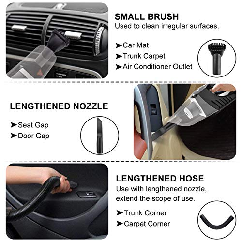 Aspirador De Mano Sin Cable 7,4 V 4500Pa Aspirador Inalámbrico Portatil Seco Y Húmedo para Sólidos Y Líquidos. Tecnología Ciclónica. Accesorios para Casa Y Coche. Autonomía De 20 Minutos.