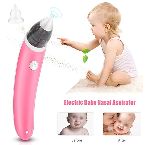 Aspirador de Nasal Eléctrico, Limpiador de Nariz al Vacío y Higiénico para Bebés y Niño para Succionar la Booger y Limpiar la Nariz(Rosado)