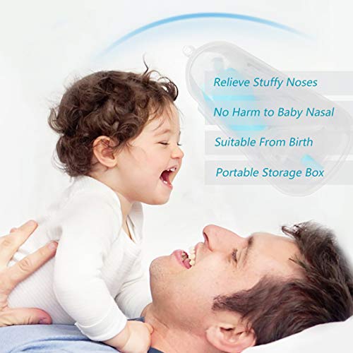 Aspirador Nasal Bebes, Alivio de la Congestión Nasal, Limpiador Manual Para Moco de Nasal Con Caja Higiénica, Reutilizable para Recién Bebes y Ninos, Azul