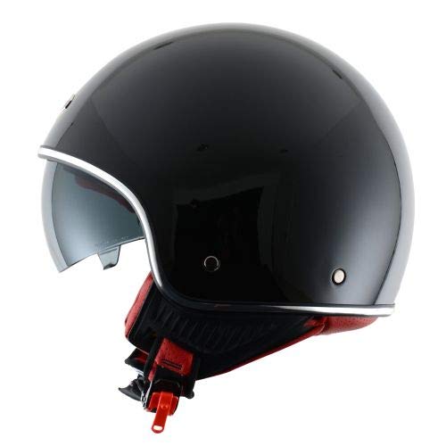 Astone Helmets - Minijet rétro - Casque jet rétro - Casque de moto vintage - Casque café racer- Casque en polycarbonate - gloss black M