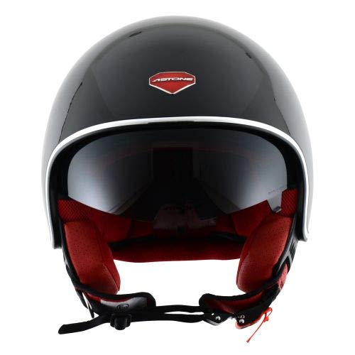 Astone Helmets - Minijet rétro - Casque jet rétro - Casque de moto vintage - Casque café racer- Casque en polycarbonate - gloss black M