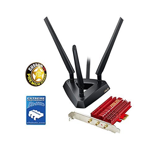 ASUS PCE-AC68 - Tarjeta de red (WiFi AC1900 PCI-E, doble banda, 3T3R, base externa con antenas)