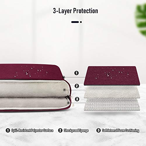 AtailorBird Funda Ordenador Portatil 15,6 Pulgadas,Bolsa pc Portátil Impermeable Anti-rasguños Antigolpes,Funda 15,6" Acolchada per Laptop/Notebook/MacBook/Chromebook -Bordeaux