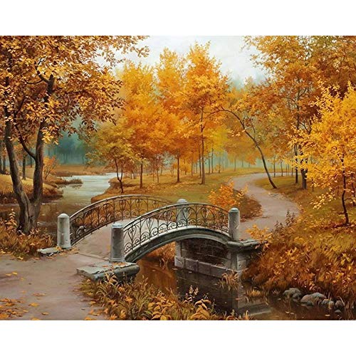ATggqr Rompecabezas Puzzle 1000 Piezas 50x75cm Bosque de otoño con Puente Puzzle de Alta Dificultad Desafío de Ejercicio Cerebral Juego de Alta dificultad Regalo