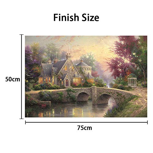 ATggqr Rompecabezas Puzzle 1000 Piezas 50x75cm Bosque de otoño con Puente Puzzle de Alta Dificultad Desafío de Ejercicio Cerebral Juego de Alta dificultad Regalo