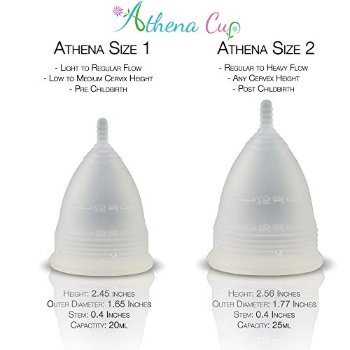 Athena Copa Menstrual – La copa menstrual más recomendada - Incluye una bolsa de regalo - Talla 1, Transparente - ¡Ausencia de pérdidas garantizada!