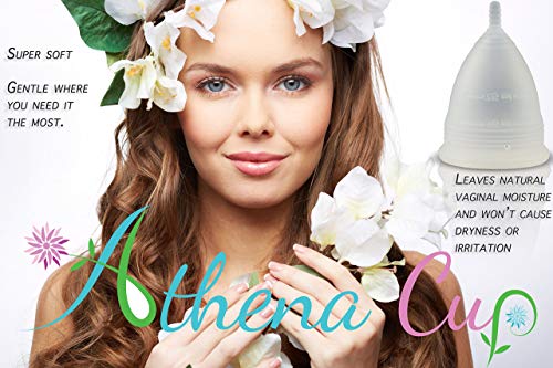 Athena Copa Menstrual – La copa menstrual más recomendada - Incluye una bolsa de regalo - Talla 1, Transparente - ¡Ausencia de pérdidas garantizada!