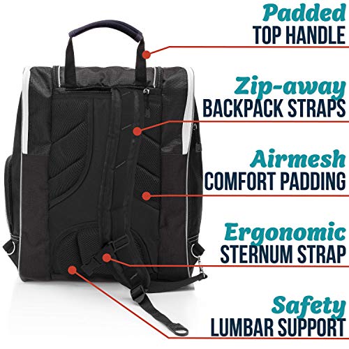 Athletico bolsa para botas de esquí – esquí y snowboard equipaje de viaje – Tiendas Gear incluye chaqueta, casco, gafas, guantes y accesorios – Ventilación y ojales para nieve de drenaje, negro