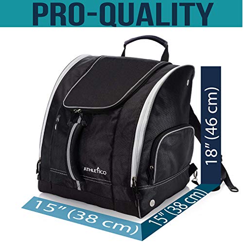 Athletico bolsa para botas de esquí – esquí y snowboard equipaje de viaje – Tiendas Gear incluye chaqueta, casco, gafas, guantes y accesorios – Ventilación y ojales para nieve de drenaje, negro