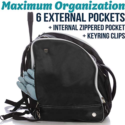 Athletico bolsa para botas de esquí – esquí y snowboard equipaje de viaje – Tiendas Gear incluye chaqueta, casco, gafas, guantes y accesorios – Ventilación y ojales para nieve de drenaje, negro