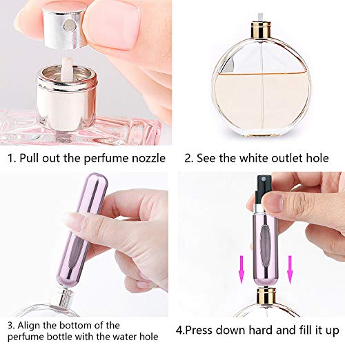 Atomizador del Perfume Recargable, 5 ml Botella Vacío de Perfume de Viaje en Bolso Pulverizador Bomba Recargable Dosificador de Perfume Spray Frasco (5 piezas)