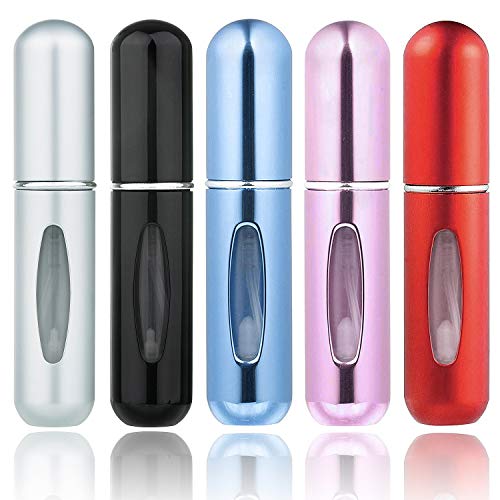 Atomizador del Perfume Recargable, 5 ml Botella Vacío de Perfume de Viaje en Bolso Pulverizador Bomba Recargable Dosificador de Perfume Spray Frasco (5 piezas)