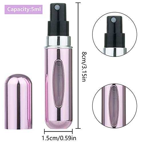 Atomizador del Perfume Recargable, 5 ml Botella Vacío de Perfume de Viaje en Bolso Pulverizador Bomba Recargable Dosificador de Perfume Spray Frasco (5 piezas)