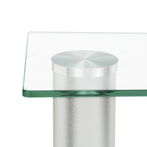 auna LS-46 Pareja de Soportes para Altavoz - Columnas de Aluminio, Plancha de Cristal, Elegante diseño, Reducción Vibraciones, 10 kg Carga máxima por Soporte, Pies para altav