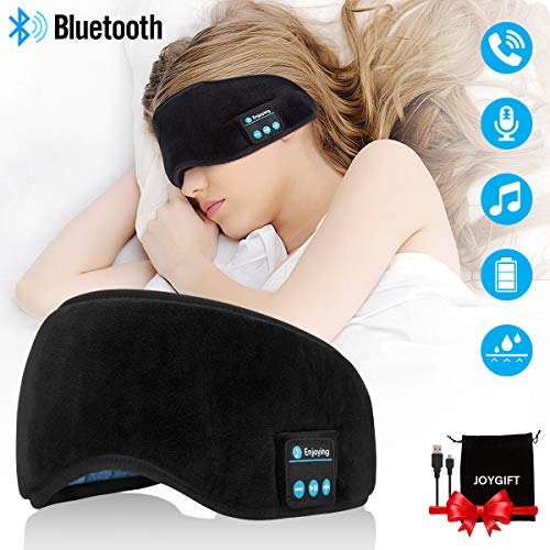 Auriculares Bluetooth,Auriculares inalámbricos máscara de Ojo Cascos Bluetooth inalámbricos Máscara para Dormir Eye Mask Estéreo Auriculares con Micrófono para iPhone Samsung Android Correr Negro
