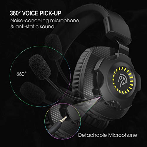 Auriculares Inalámbricos, Auriculares para Juegos Estéreo Inalámbricos REDSTORM V07W 2.4G, con Micrófono y Control de Volumen, Adecuados para PC, MAC, PS4, Iluminación Degradada RGB