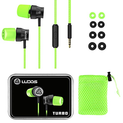 Auriculares-Micrófono-Cascos-Cable-Alambricos, LUDOS Turbo Auriculares con Micrófono y Graves, Headphones con Ergonómicos y Modernos, con Nueva Espuma Viscoelástica, Cable Duradero Earphones