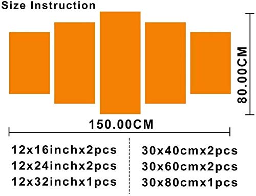 Aurora Abstract Lodge 5 Piezas Póster Cuadro en Lienzo Impresión Material Tejido no Tejido Artística Imagen Gráfica Decoracion de Pared - Listo para colgar（Con marco）