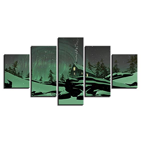 Aurora Abstract Lodge 5 Piezas Póster Cuadro en Lienzo Impresión Material Tejido no Tejido Artística Imagen Gráfica Decoracion de Pared - Listo para colgar（Con marco）