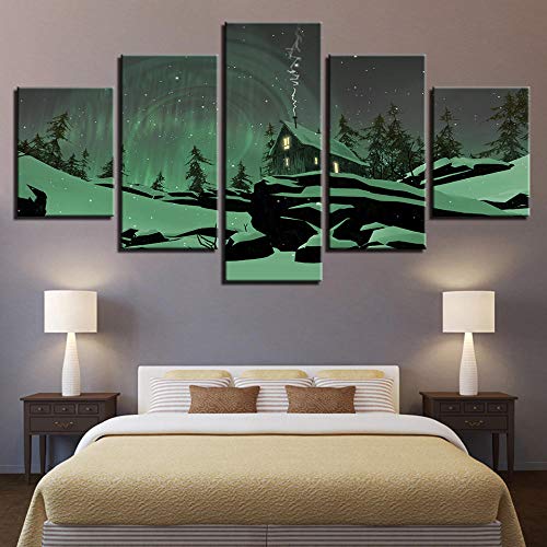 Aurora Abstract Lodge 5 Piezas Póster Cuadro en Lienzo Impresión Material Tejido no Tejido Artística Imagen Gráfica Decoracion de Pared - Listo para colgar（Con marco）