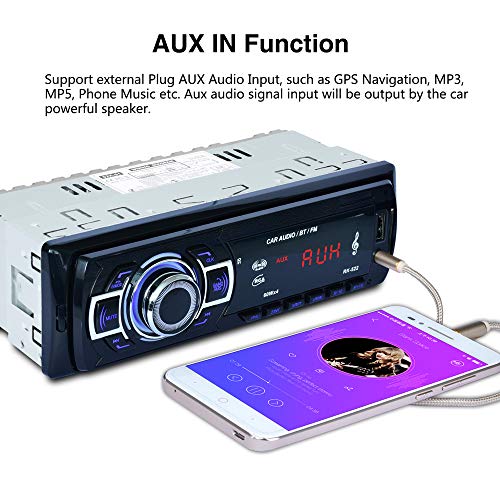 Autoradio Bluetooth, CompraFun Manos Libres Radio Estéreo de Coche, Apoyo de Reproductor MP3, Llamadas Manos Libres, Función de Radio, y de Archivo