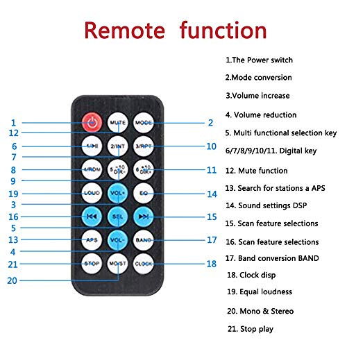 Autoradio Bluetooth, RIXOW Manos Libres Estéreo de Coche, Apoyo de Reproductor MP3, Llamadas Manos Libres, Función de Radio, y de Archivo.