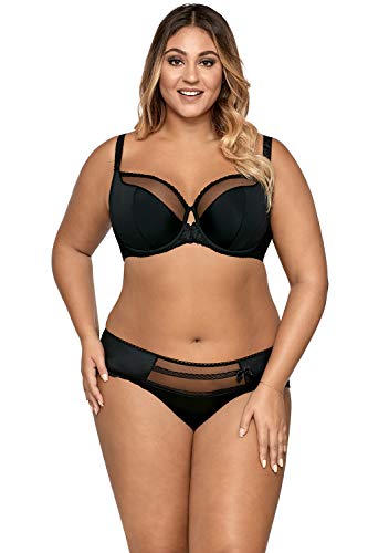 Ava 995 Sujetador Semi-Acolchado De Copa Llena Liso con Encaje para Bustos Más Grandes Tirantes Ajustables No Removibles con Aros - Hecho, Negro,95C