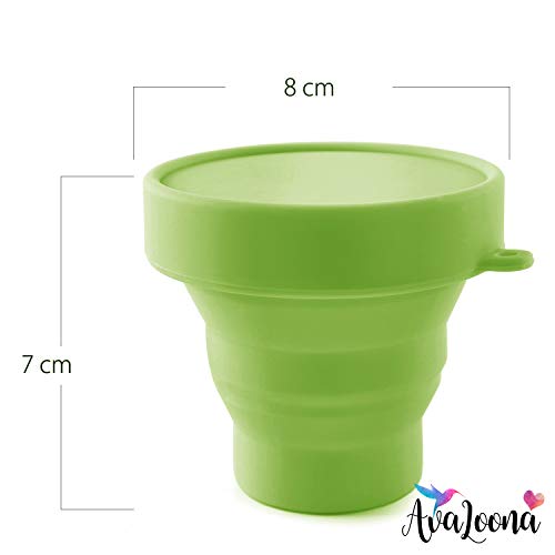 AvaLoona Esterilizador Plegable con Tapa para Copa Menstrual Fabricado en Silicona (Verde)