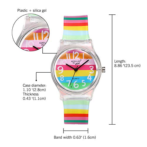 Avaner Reloj de Niña Mujer Reloj Analogico de Colores Arco Iris, Rainbow Reloj Transparente Correa de Silicona para Chicas, Buen