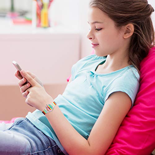 Avaner Reloj de Niña Mujer Reloj Analogico de Colores Arco Iris, Rainbow Reloj Transparente Correa de Silicona para Chicas, Buen