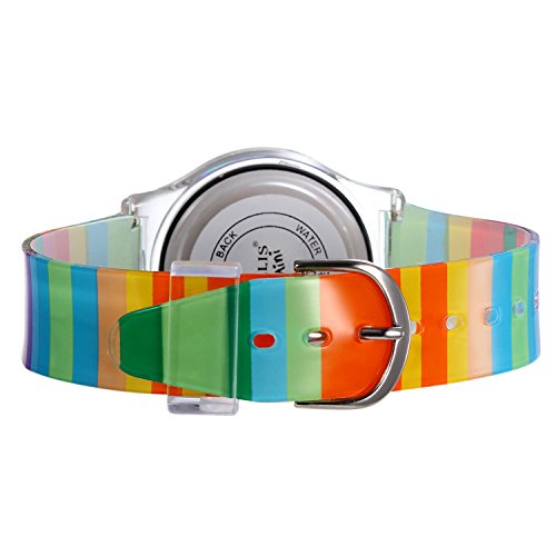 Avaner Reloj de Niña Mujer Reloj Analogico de Colores Arco Iris, Rainbow Reloj Transparente Correa de Silicona para Chicas, Buen
