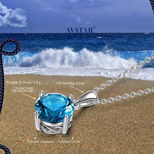 AVATAR Collar para Mujer 925 de Plata esterlina circonita Azul Regalos hipoalergénicos para Mujer niña Esposa Madre Novia Amigos su joyería cumpleaños Aniversario Boda