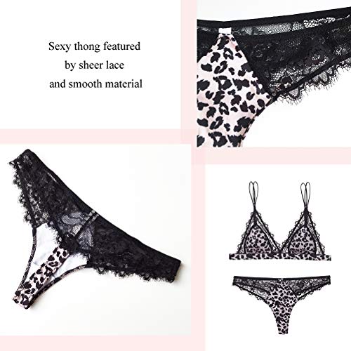 Awake Lingerie Reborn Lencería y Ropa Interior Mujer, Sujetador Elegante de Encaje con Estampado de Leopardo/Cebra sin Aro y Bragas Sexy (Instinct/Leopard Print, X-Large)