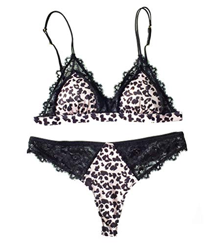 Awake Lingerie Reborn Lencería y Ropa Interior Mujer, Sujetador Elegante de Encaje con Estampado de Leopardo/Cebra sin Aro y Bragas Sexy (Instinct/Leopard Print, X-Large)