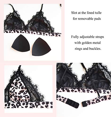 Awake Lingerie Reborn Lencería y Ropa Interior Mujer, Sujetador Elegante de Encaje con Estampado de Leopardo/Cebra sin Aro y Bragas Sexy (Instinct/Leopard Print, X-Large)