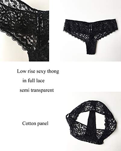 Awake Lingerie Selected Soft Lace Bralette Encaje y Bragas, Sexy Sujetador Transparente sin Aro sin Relleno, Conjunto de Lencería Mujer (X-Large, Negro)