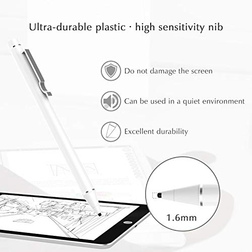 AWAVO Lápiz Capacitivo para Pantallas táctiles Apple Pencil, Styli Recargable con Punta de plástico Fino de 1,6 mm, Compatible con Apple iPad Pro/iPad 2018/iPhone/Samsung iOS y Tableta Android