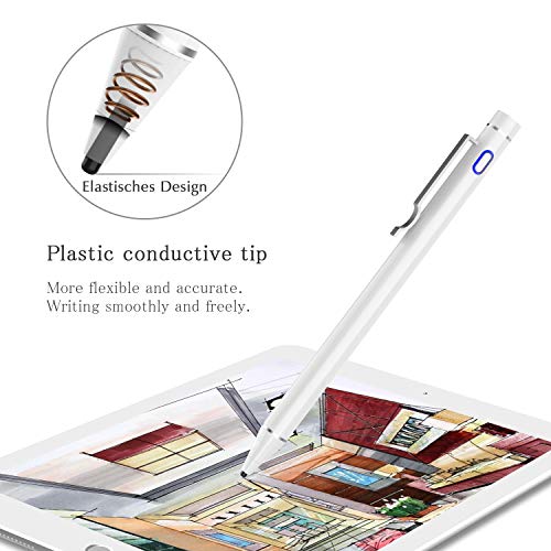 AWAVO Lápiz Capacitivo para Pantallas táctiles Apple Pencil, Styli Recargable con Punta de plástico Fino de 1,6 mm, Compatible con Apple iPad Pro/iPad 2018/iPhone/Samsung iOS y Tableta Android