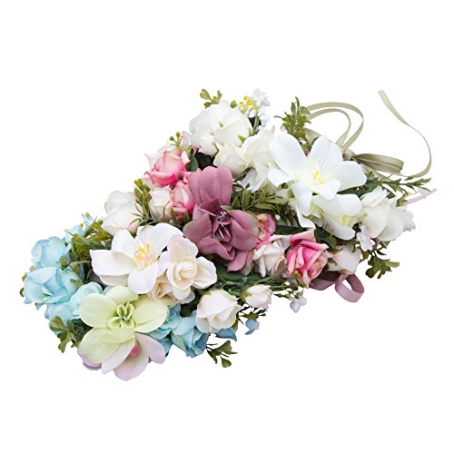 AWAYTR mujeres niñas Boho flor corona diadema floral corona guirnalda (Malva pálido)