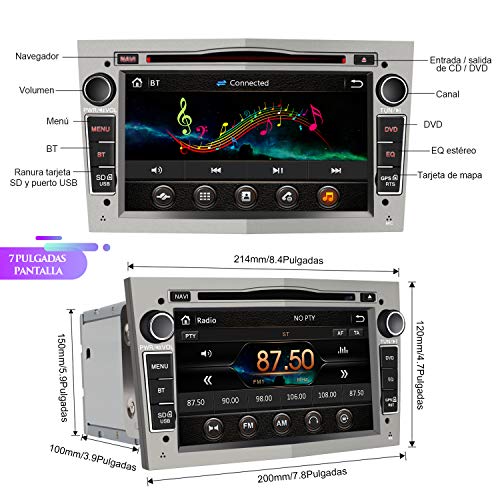 AWESAFE Radio Coche 7 Pulgadas con Pantalla Táctil 2 DIN para Opel, Autoradio con Bluetooth/GPS/FM/RDS/CD DVD/USB/SD, Apoyo Mandos Volante, Mirrorlink y Aparcacimiento (Gris)